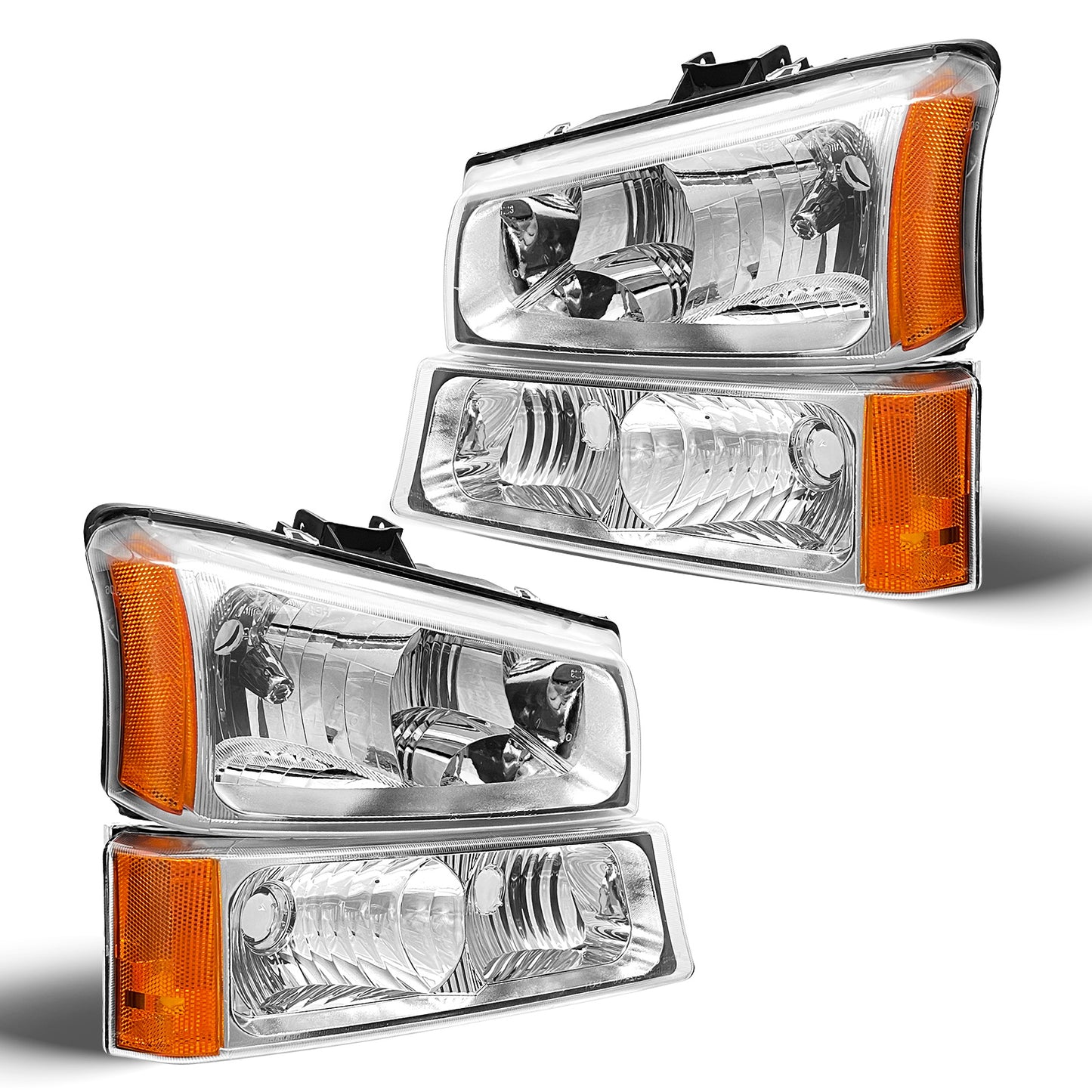 AS Headlight Assembly for 2003 2004 2005 2006 Chevy Silverado/ 03 04 05 06 Avalanche 1500 2500 3500 Headlights Driver and Passenger Side Headlamp Replacement Pair - Not Fits Body Cladding Models