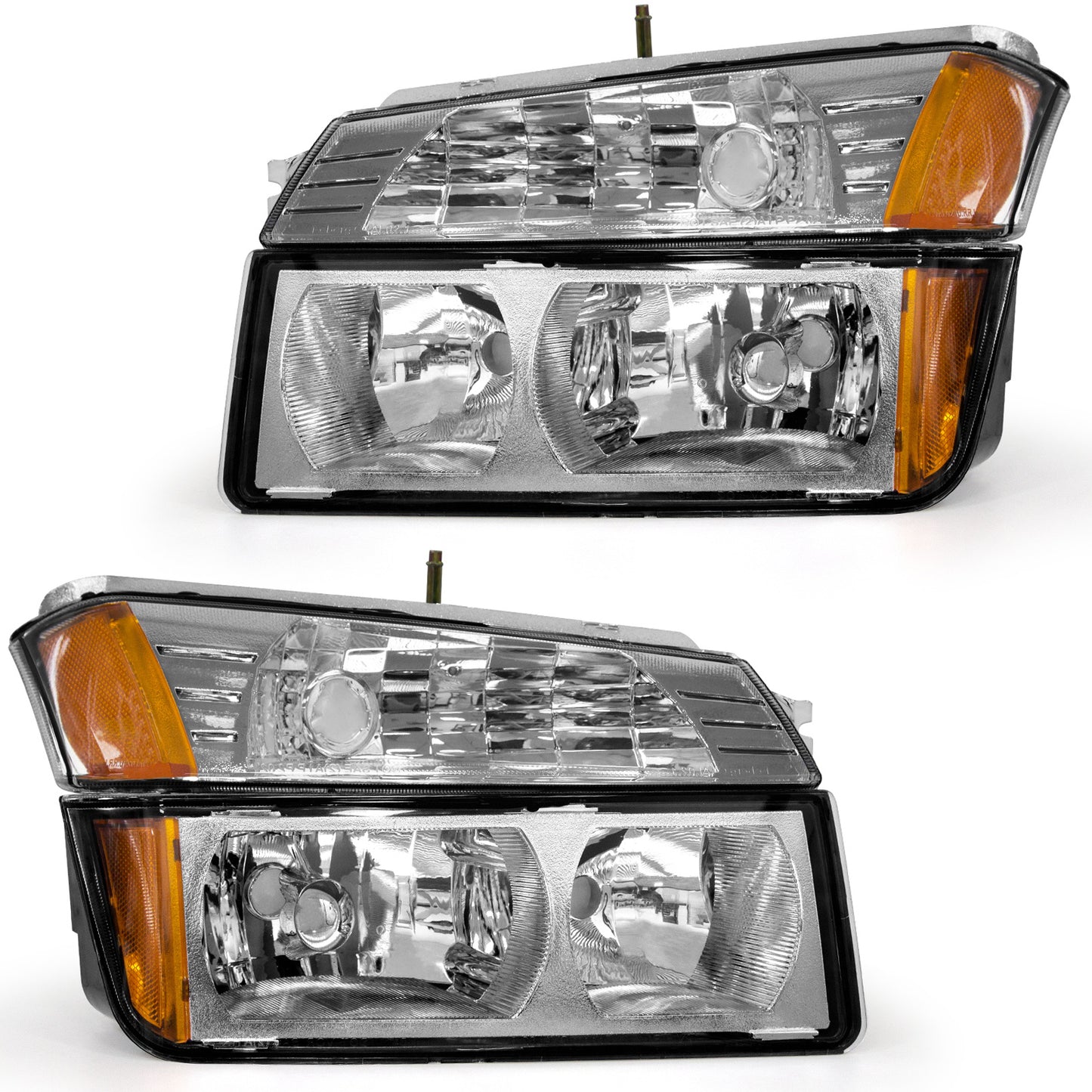 AS Headlight Assembly for 2002-2006 Chevy Avalanche 1500 2500 Black Housing Amber Reflector Passenger and Driver Side