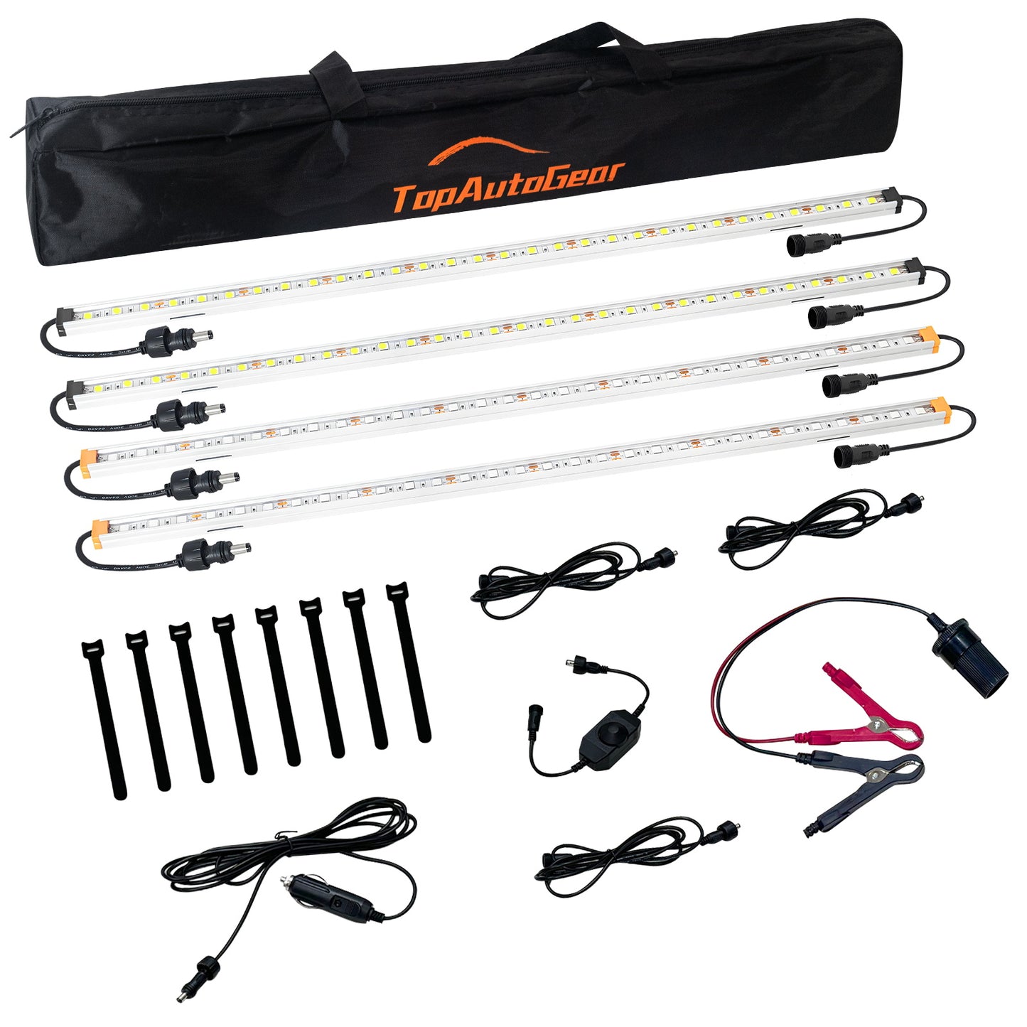 12V LED Light Bars, Dimmable Portable LED Camping String Light, Outdoor Lighting with IP67 Waterproof, Magnetic and Loops Mounting, RV Awning Lights, 4 PCS White