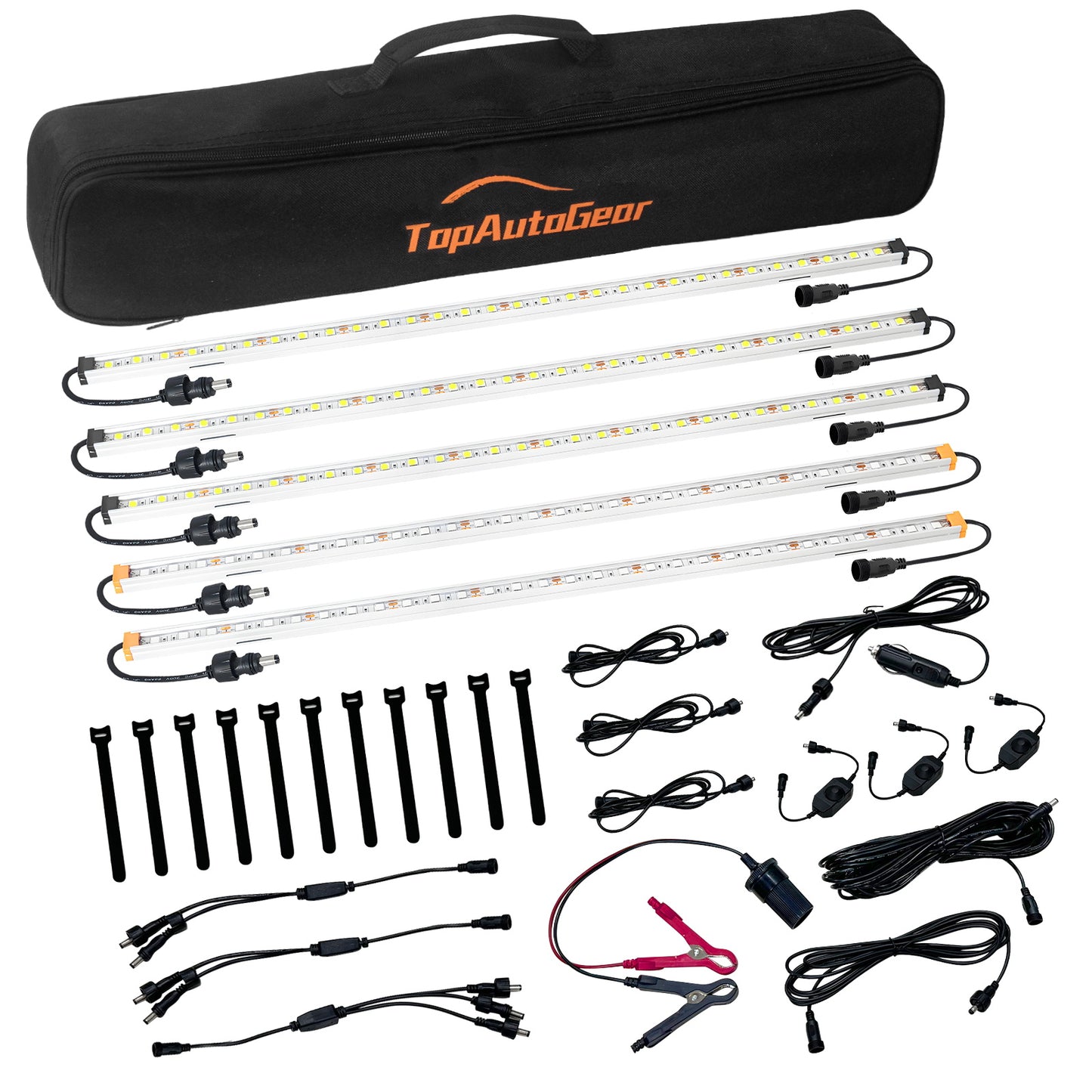 12V LED Light Bars, Dimmable Portable LED Camping String Light, Outdoor Lighting with IP67 Waterproof, Magnetic and Loops Mounting, RV Awning Lights, 4 PCS White