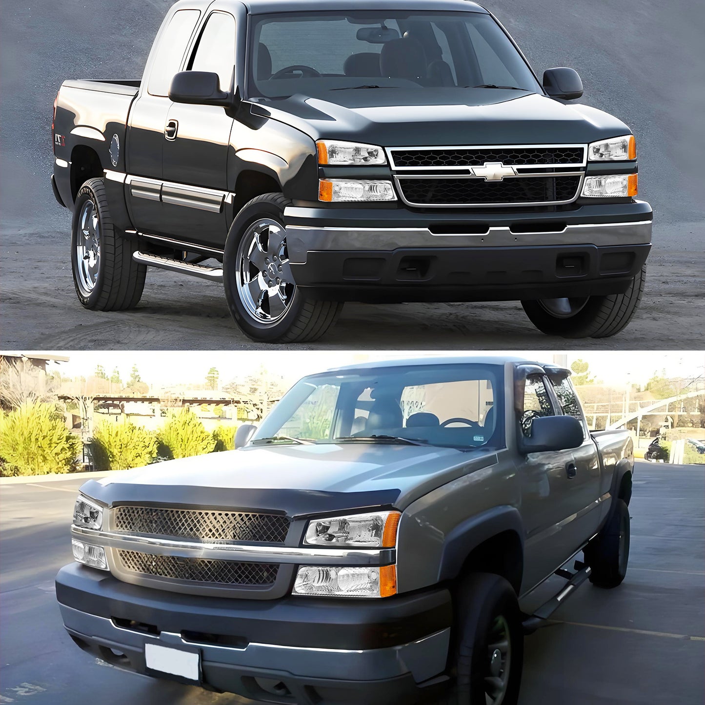 AS Headlight Assembly for 2003 2004 2005 2006 Chevy Silverado/ 03 04 05 06 Avalanche 1500 2500 3500 Headlights Driver and Passenger Side Headlamp Replacement Pair - Not Fits Body Cladding Models