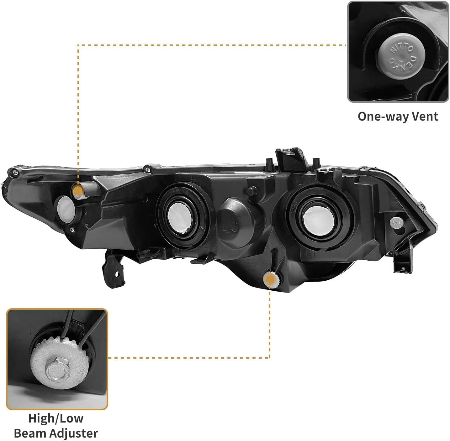 AS Headlight Assembly for 2006-2011 Honda Civic 2Door Coupe Headlights Front Lamps Direct Replacement with Black Housing Amber Reflector Clear Lens Driver and Passenger Side