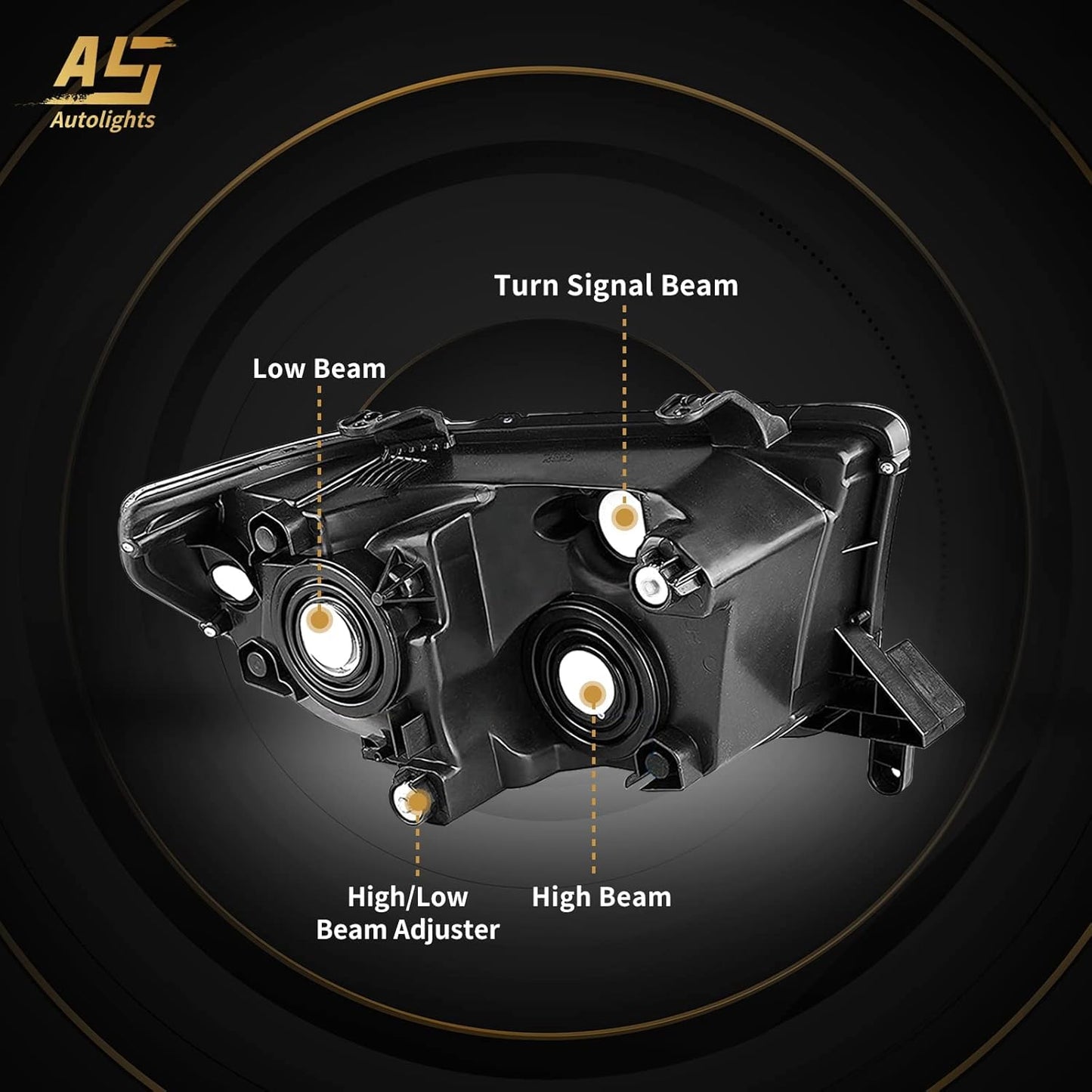 AS Headlights Assembly Compatible 2007 2008 2009 2010 2011 2012 2013 Toyota Tundra (W/o Headlight Leveling Models) /2008-2017 Toyota Sequoia Headlamp (12-14 Models Without Headlight Washer)