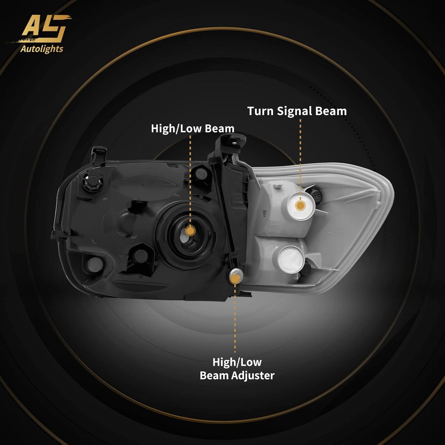 AS Headlight Assembly Compatible with2005 2006 Toyota Tundra Double/Crew Cab and 200-2007 Sequoia Headlamp Chrome Housing Driver and Passenger Side(Not compatible with Regular Cab and Access Cab)