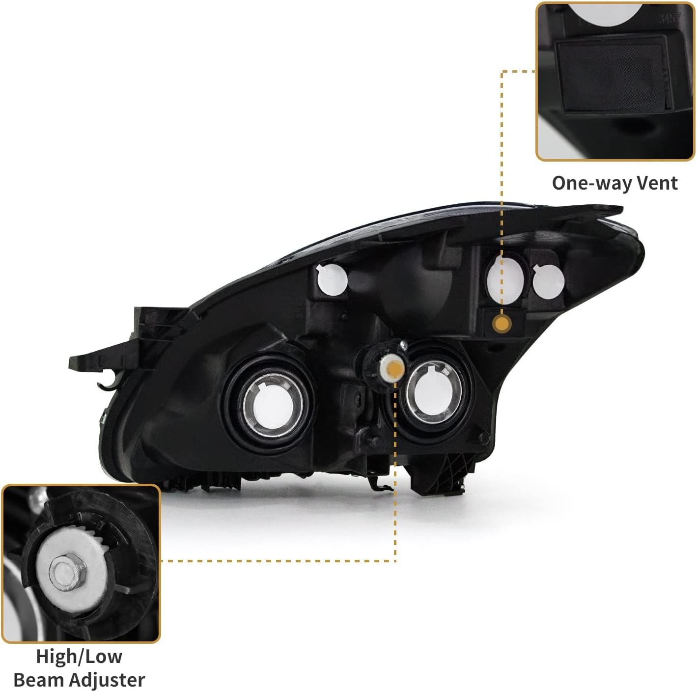 AS Headlight Compatible with 2010 2011 2012 Nissan Altima 4-Door Sedan Headlamp with Chrome Housing Amber Reflector Clear Lens Pair