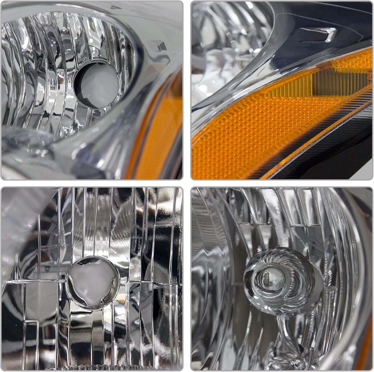 AS Headlight Compatible with 2010 2011 2012 Nissan Altima 4-Door Sedan Headlamp with Chrome Housing Amber Reflector Clear Lens Pair