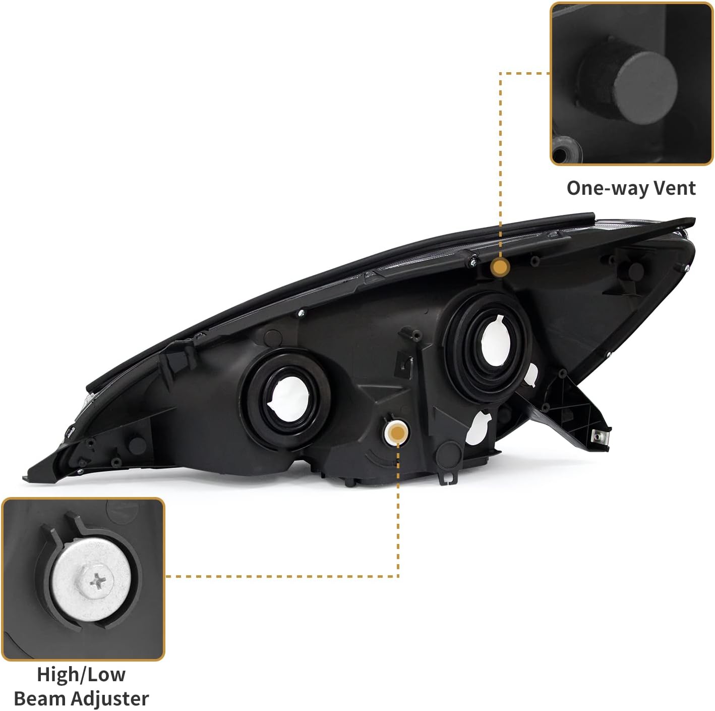 AS Headlight Assembly for 2004 2005 Toyota Sienna Headlights with Chrome Housing Amber Reflector Replacement Driver and Passenger Side