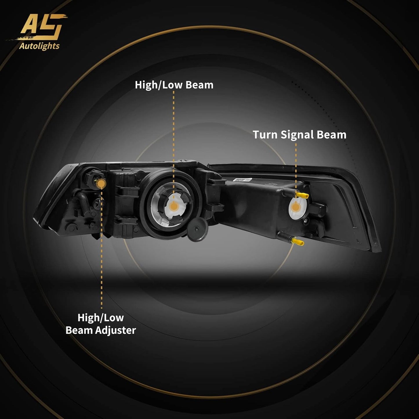 AS AUTOLIGHTS 1999 2000 2001 2002 2003 2004 Ford Mustang Headlight Assembly Replacement for 99 00 01 02 03 04 Ford Mustang with Black Housing Amber Reflector Clear Lens Pair 3R3Z13008CA/3R3Z13008DA