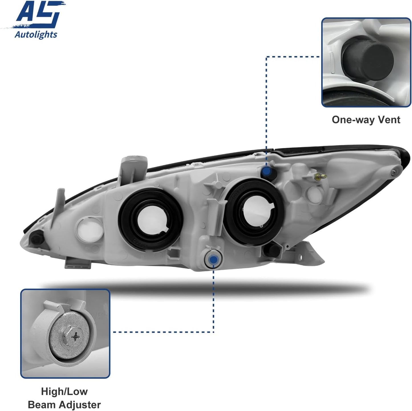 AS Headlights Assembly Compatible with 2005 2006 Toyota Camry Headlamp with Chrome Housing Amber Reflector Driver and Passenger Side (NOT FIT Solara Models)