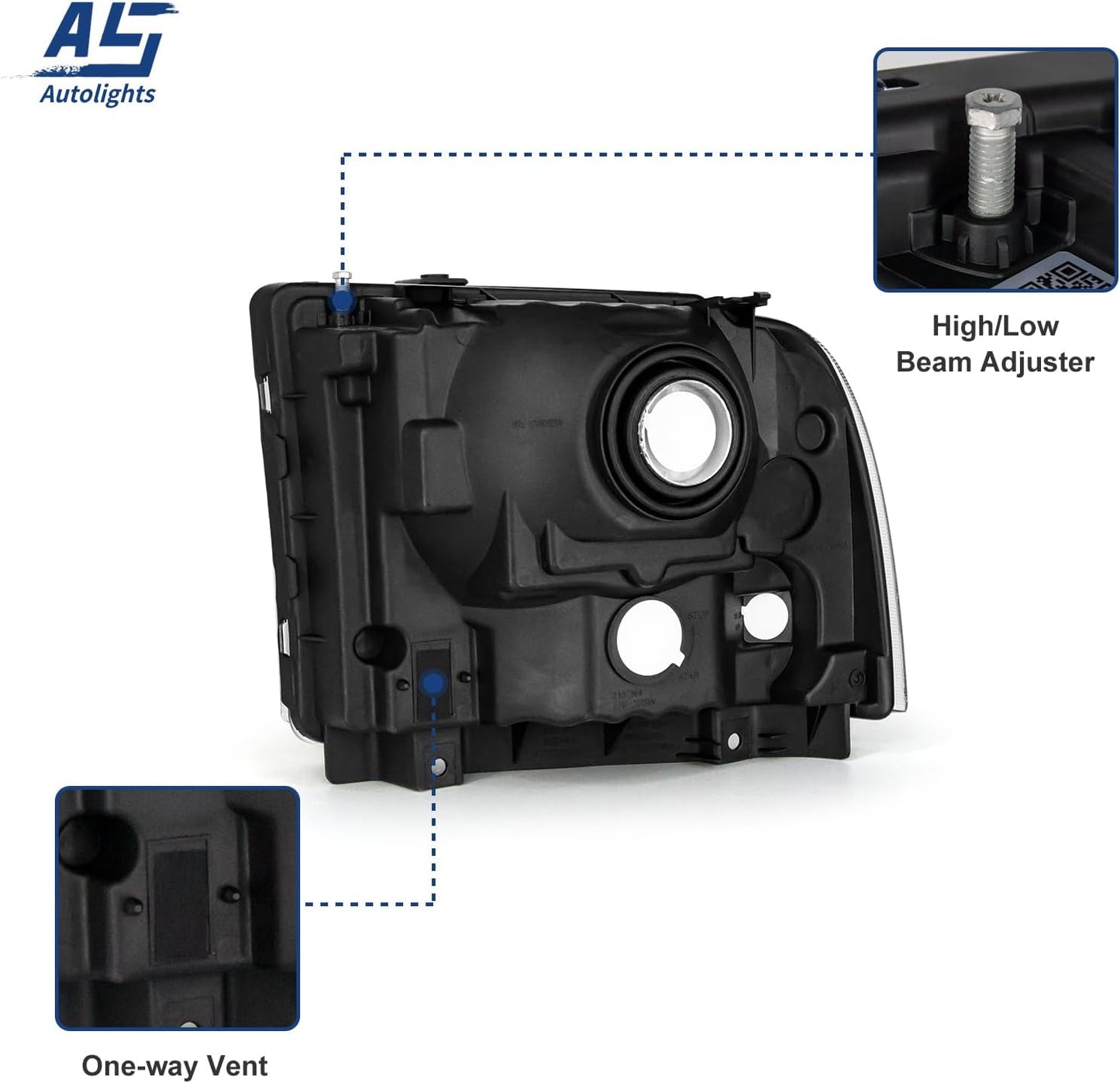 AS Headlight Assembly Compatible with 2005 2006 2007 05 06 07 Ford F250 F350 F450 F550 Headlamp Passenger & Driver Side, Chorme Housing with Amber Reflector