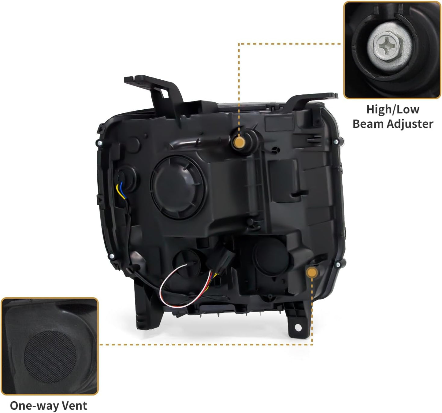 AS Headlight Assembly for 2014-2018 GMC Sierra 1500HD/ 2015-2019 GMC Sierra 2500HD/ 3500HD Base/Denali/SLE/SLT Headlights Without LED Daytime Running lights with Chrome Housing Amber Reflector