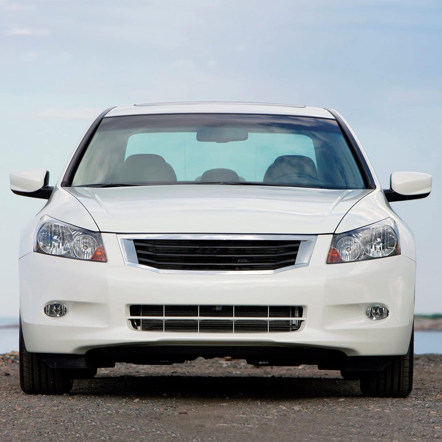 AS Headlight Assembly for 2008 2009 2010 2011 2012 Accord 4dr Sedan Headlamps with Black Housing Clear Reflector Clear Lens Driver and Passenger Side