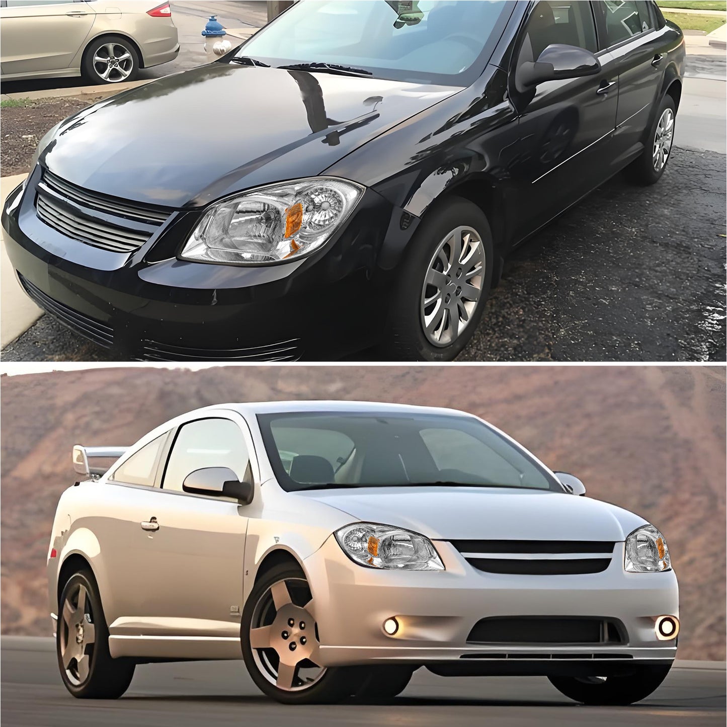 AS AUTOLIGHTS 2005 2006 2007 2008 2009 2010 Chevy Cobalt Headlight Assembly Replacement for 05-10 Chevy Cobalt/05-06 Pontiac Pursuit/07 08 09 Pontiac G5 Chrome Housing Amber Reflector Clear Lens Pair