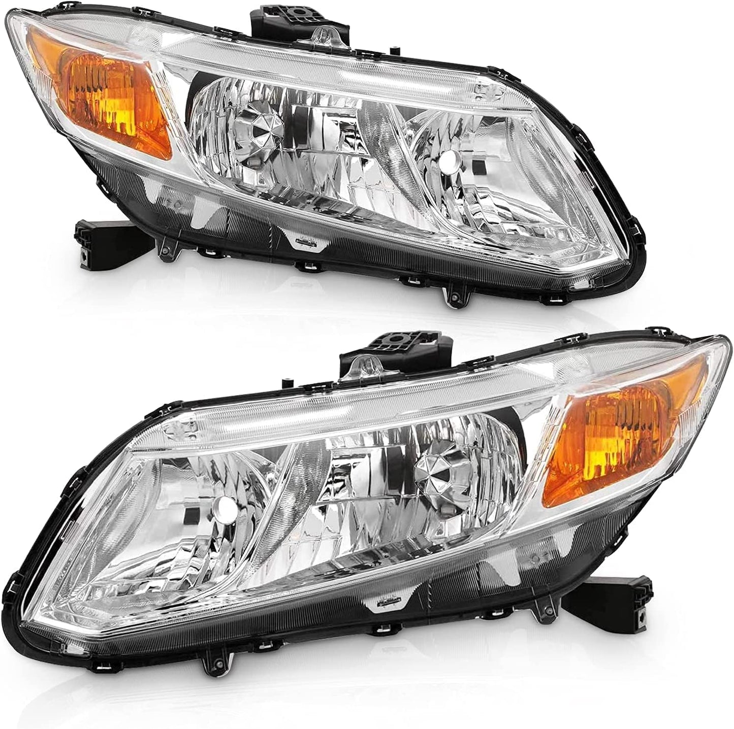 AS Headlight Assembly for 2012 2013 2014 2015 Honda Civic 4Dr Sedan/ 2012 2013 Honda Civic 2Dr Coupe Chrome Housing Passenger and Driver Side