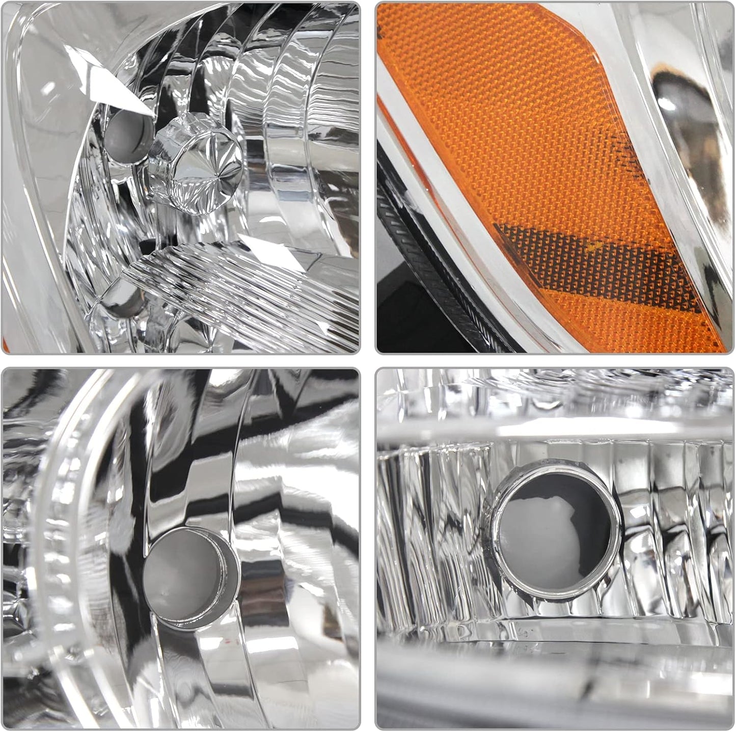 AS Headlight Assembly for 2004 2005 Toyota Sienna Headlights with Chrome Housing Amber Reflector Replacement Driver and Passenger Side