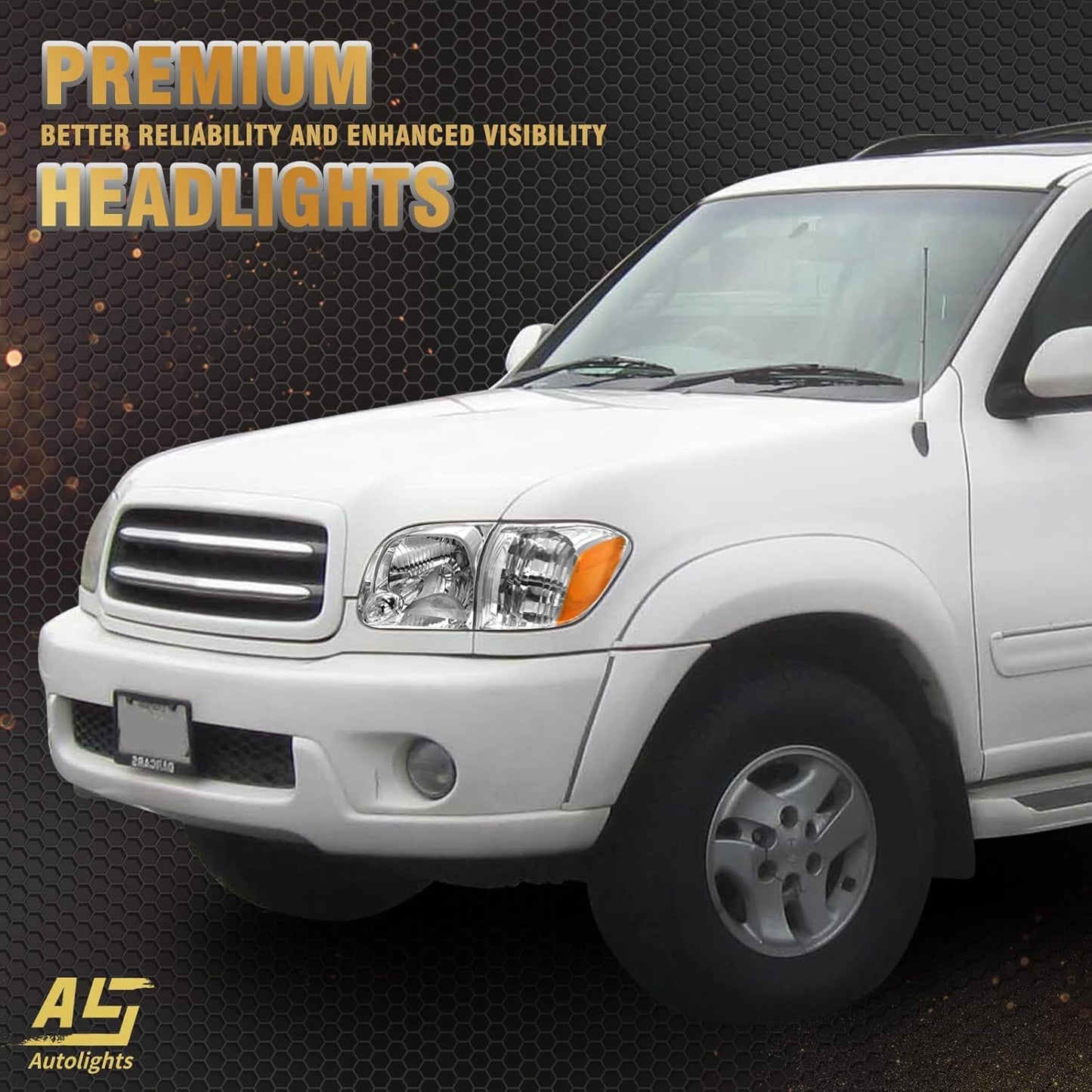 AS Headlight Assembly Compatible with2005 2006 Toyota Tundra Double/Crew Cab and 200-2007 Sequoia Headlamp Chrome Housing Driver and Passenger Side(Not compatible with Regular Cab and Access Cab)