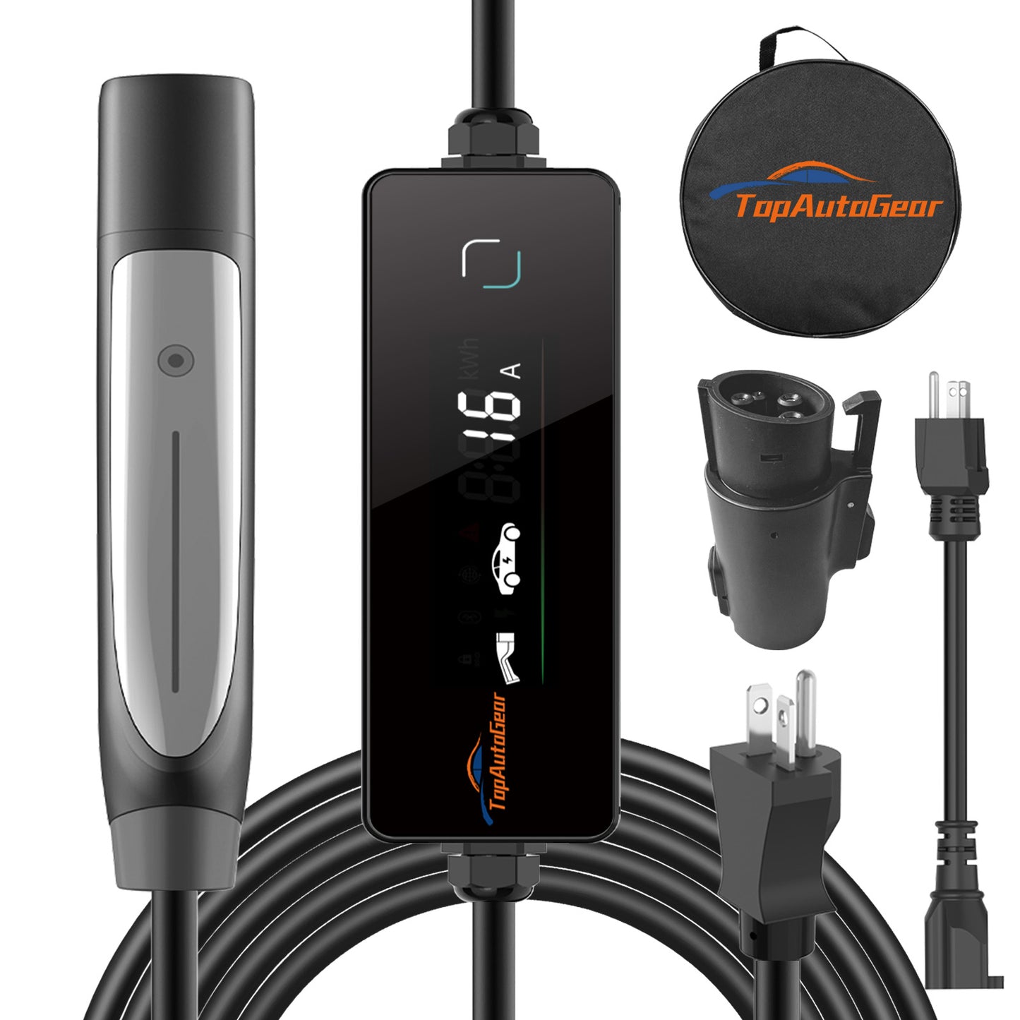 Level 1 & 2 EV Charger for Tesla with NACS to J1772 Adapter - 16A Mobile Charger with NEMA 6-20 & 5-15 Plugs, Portable Home Charger Compatible with Tesla & J1772 EVs