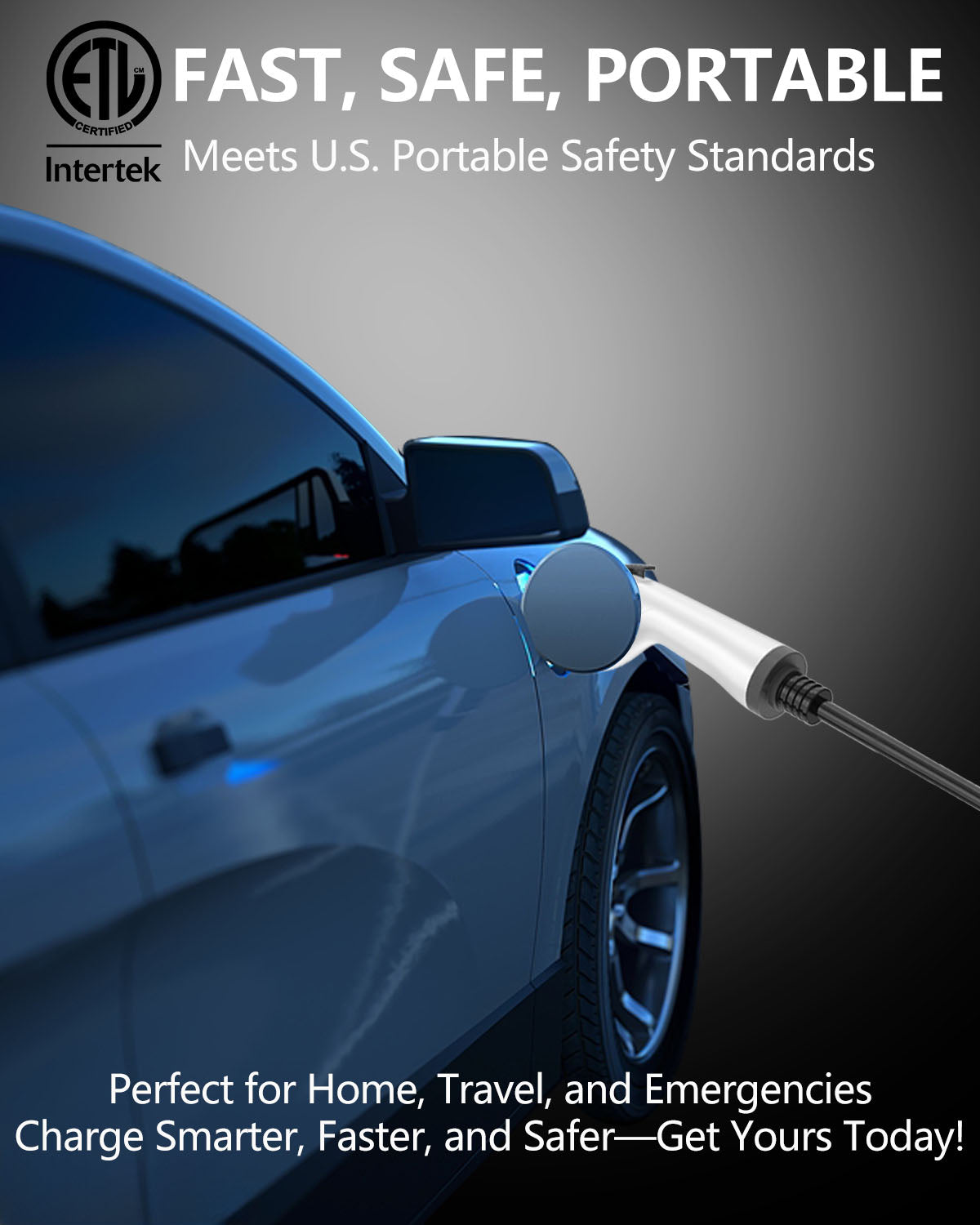 Level 1 & 2 EV Charger for J1772 EVs with J1772 to Tesla Adapter - 16A Mobile Charger with NEMA 6-20 & 5-15 Plugs, Portable Home Charger Compatible with Tesla & J1772 Electric Vehicles