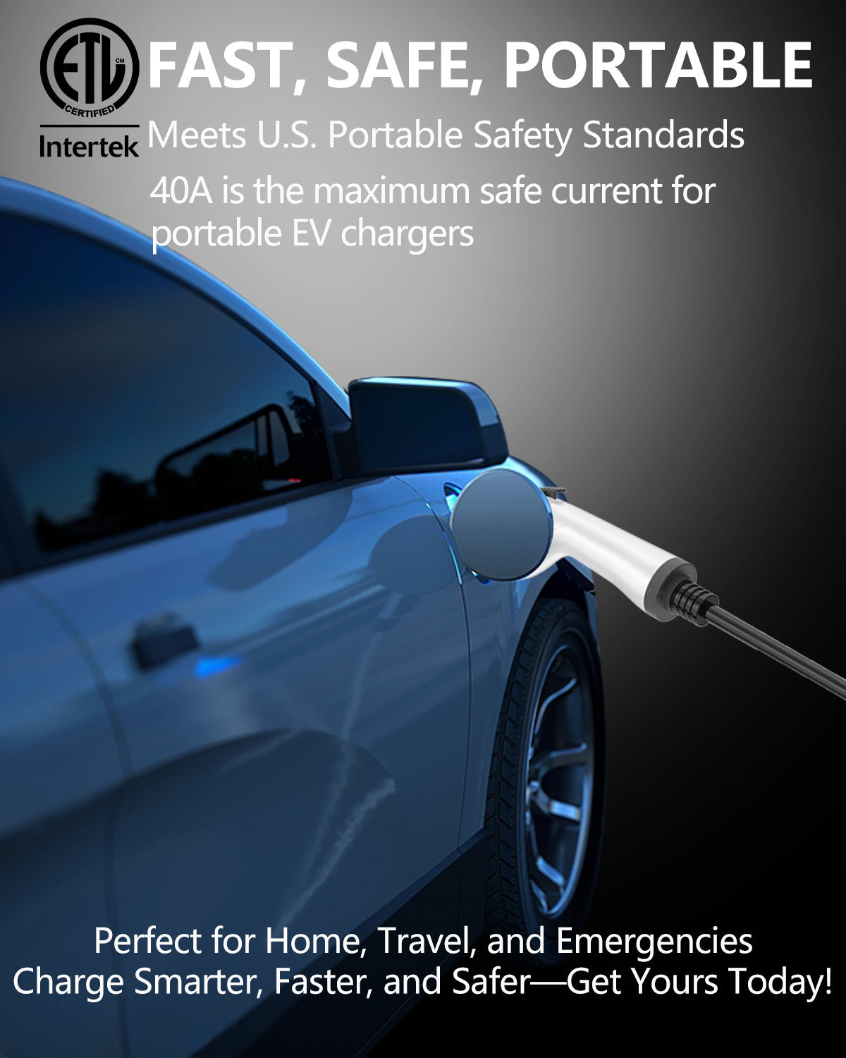 Level 2 EV Charger for J1772 EVs with J1772 to Tesla Adapter - 40A 240V Mobile Charger with 25Ft Cord and NEMA 14-50 Plugs, Portable Home Charger Compatible with Tesla & J1772 Electric Vehicles