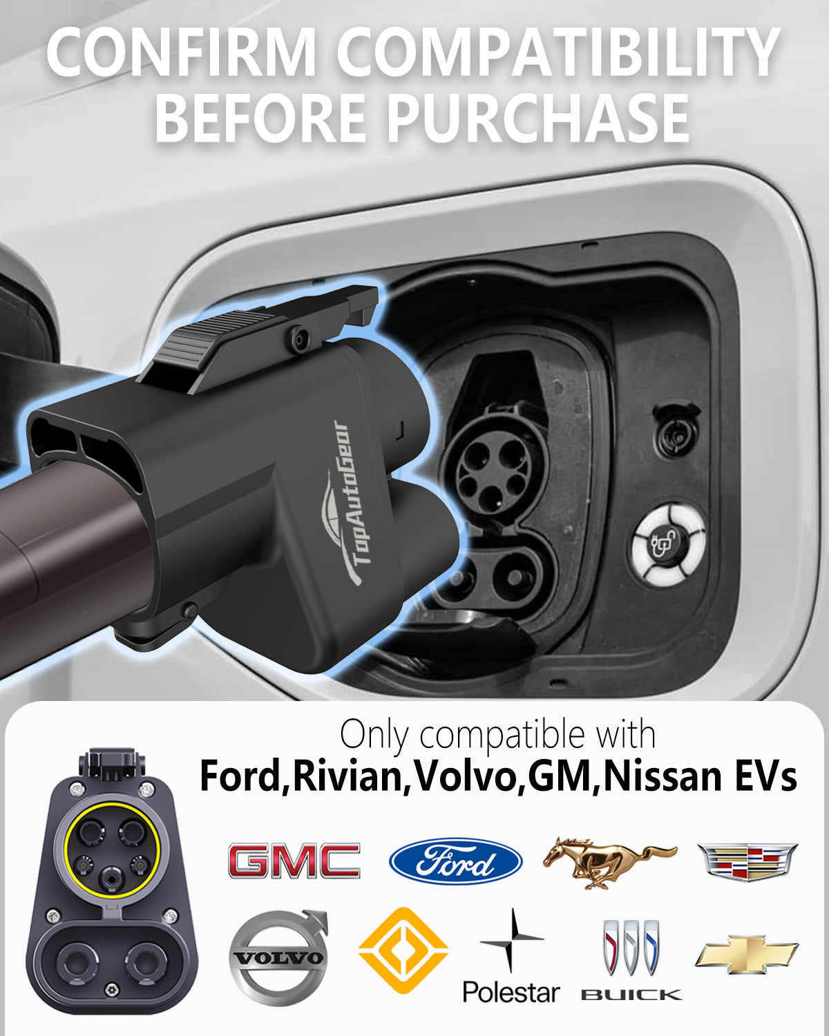 Tesla Charger Adapter,NACS to CCS Adapter for EV Charging at Tesla Supercharger Stations - Fast DC Charging Tesla to CCS Adapter for Ford,Rivian,GM,Volvo,Polestar and Nissan EVs