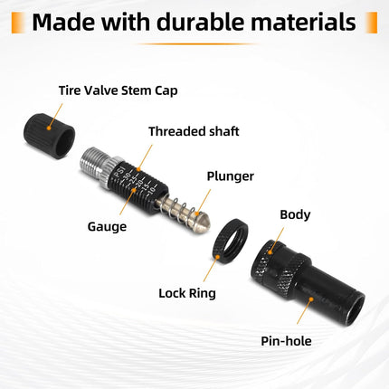 TopAutoGear Adjustable Tire Deflator Valve Kit, Auto-Stop Offroad Accessories, 4Pcs