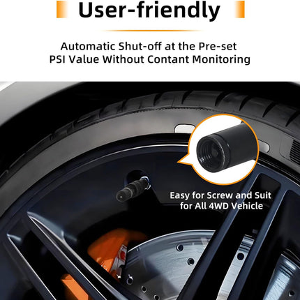 TopAutoGear Adjustable Tire Deflator Valve Kit, Auto-Stop Offroad Accessories, 4Pcs