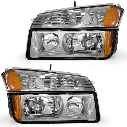 AS Headlight Assembly for 2002-2006 Chevy Avalanche 1500 2500 Black Housing Amber Reflector Passenger and Driver Side