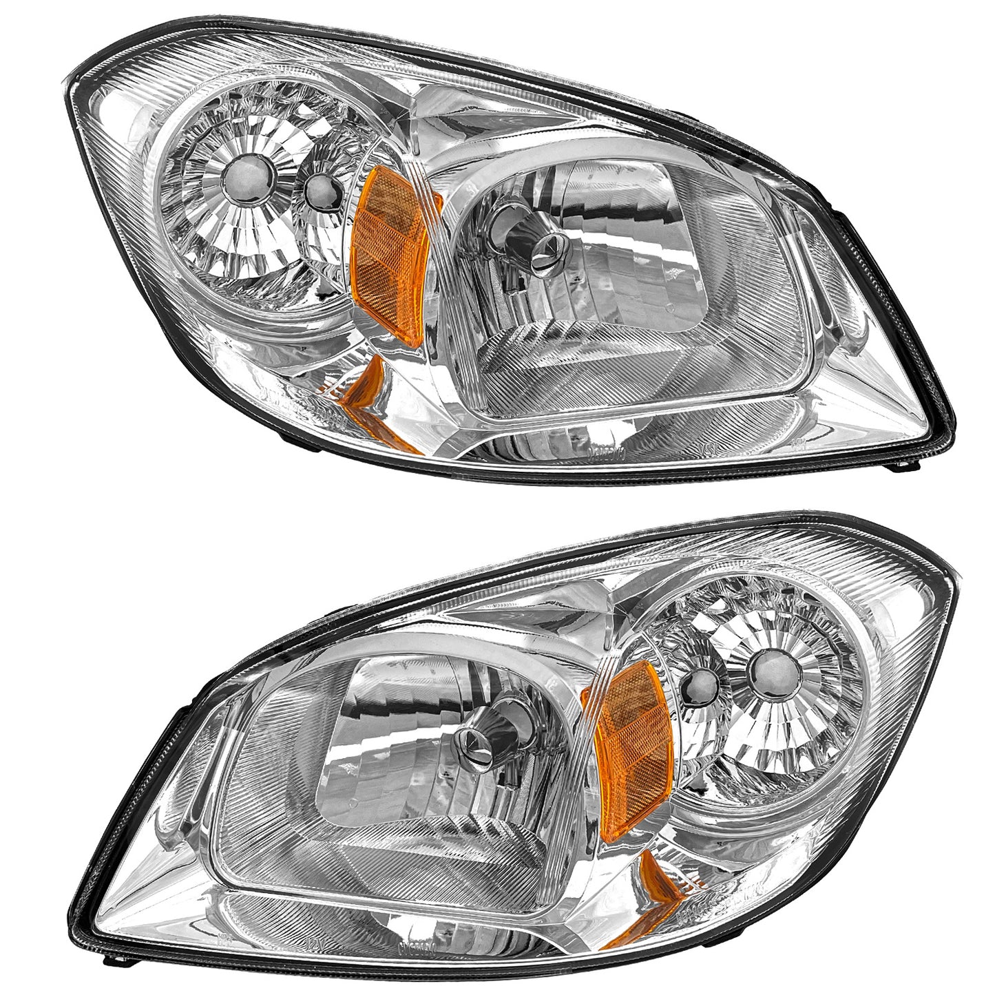 AS AUTOLIGHTS 2005 2006 2007 2008 2009 2010 Chevy Cobalt Headlight Assembly Replacement for 05-10 Chevy Cobalt/05-06 Pontiac Pursuit/07 08 09 Pontiac G5 Chrome Housing Amber Reflector Clear Lens Pair