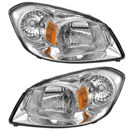 AS AUTOLIGHTS 2005 2006 2007 2008 2009 2010 Chevy Cobalt Headlight Assembly Replacement for 05-10 Chevy Cobalt/05-06 Pontiac Pursuit/07 08 09 Pontiac G5 Chrome Housing Amber Reflector Clear Lens Pair