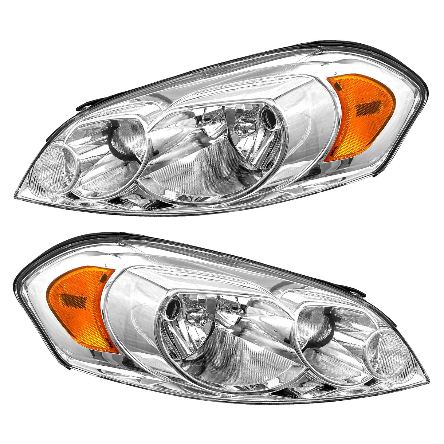 AS Headlight Assembly Compatible with 2006 2007 2008 2009 2010 2011 2012 2013 Chevy Impala 2006 2007 Chevy Monte Carlo Headlights Chrome Housing Amber Reflector Driver and Passenger Side Pair