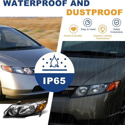 Headlight Assembly for 2006-2011 Honda Civic 4 Door Sedan