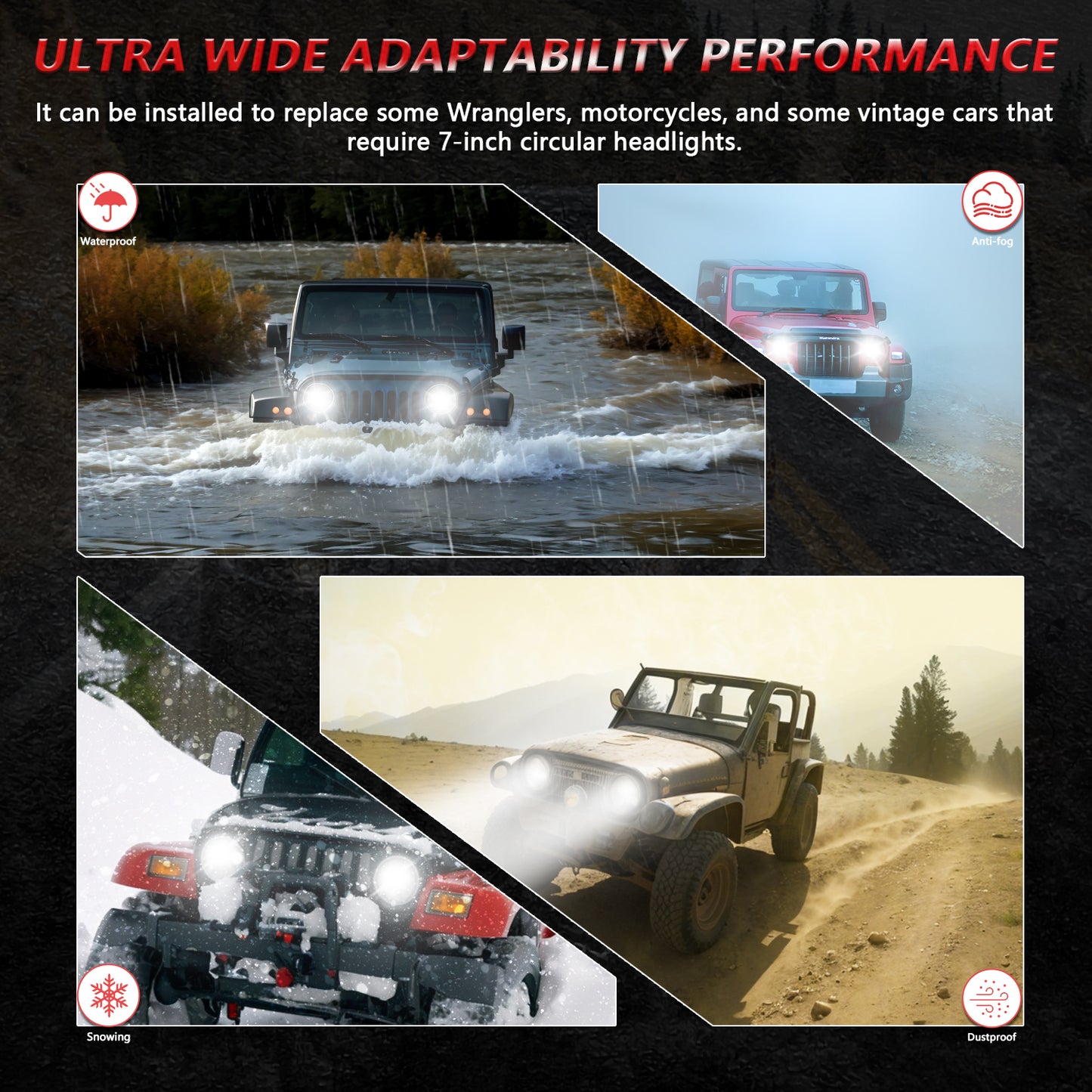 1000% Bright 7 inch LED Headlight H6024 [ DOT][Anti-glare][DRL Turn Signal][Hi/Low Sealed Beam] Compatible with Jeep Wrangler JK JKU TJ LJ Chevy Ford GMC Dodge Mazda Nissan Mack VW etc