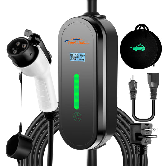 Electric Vehicle Charger Level 1 & 2 16 Amp EV Charging Station Includes NEMA5-15P & 6-20 Plug, Compatible with J1772 Electric Cars Household Travel Travel Portable Charger