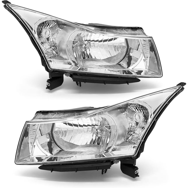 AS Headlight Assembly Compatible with 2011 2012 2013 2014 2015 Chevy Cruze LS/LT/LTZ 2016 Chevrolet Cruze Limited Chrome Housing Clear Reflector Headlamps
