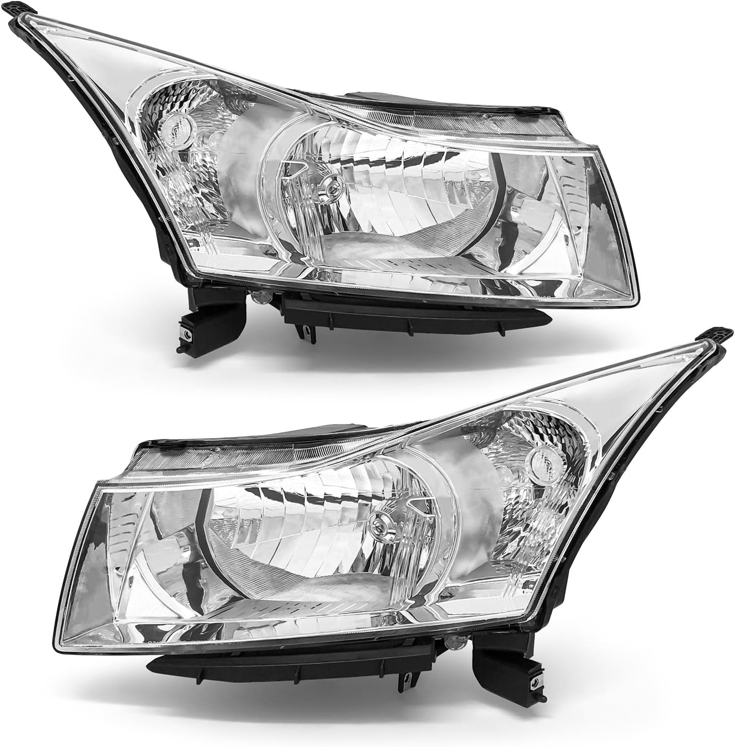 AS Headlight Assembly Compatible with 2011 2012 2013 2014 2015 Chevy Cruze LS/LT/LTZ 2016 Chevrolet Cruze Limited Chrome Housing Clear Reflector Headlamps