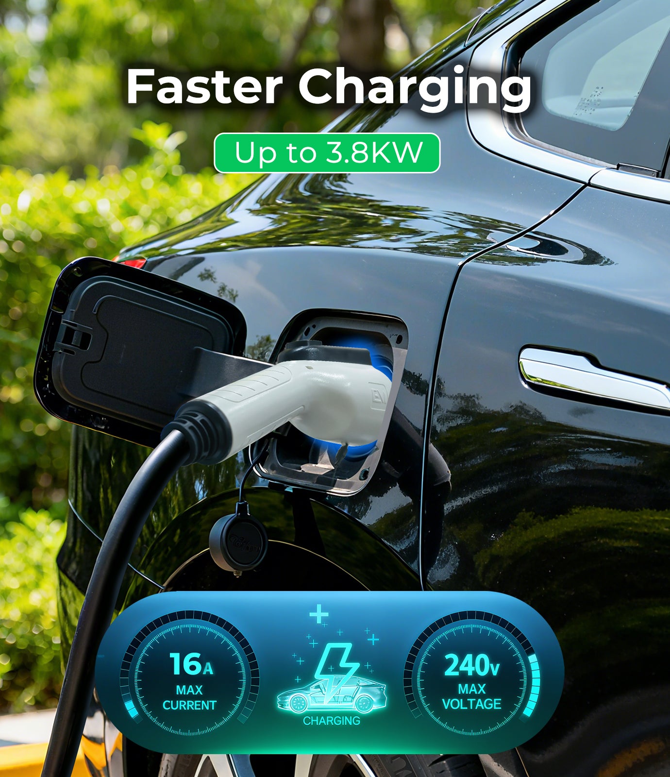 16Amp J1772 EV Charger Extension Cable, 21ft SAE J1772 Extension Cord Compatible with 110V-240V Level 1/Level 2 EV Chargers for J1772 EVs/PHEVs,IP67 Waterproof Car Charger Extension Cable with Bag