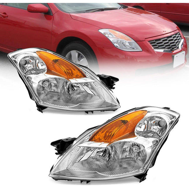 AS Headlight Assembly For 2007 2008 2009 Nissan Altima 4Dr Sedan Headlights With Amber Reflector Headlamp Replacement And Good Sealing,Automotive Headlight Assemblies With Chrome Housing