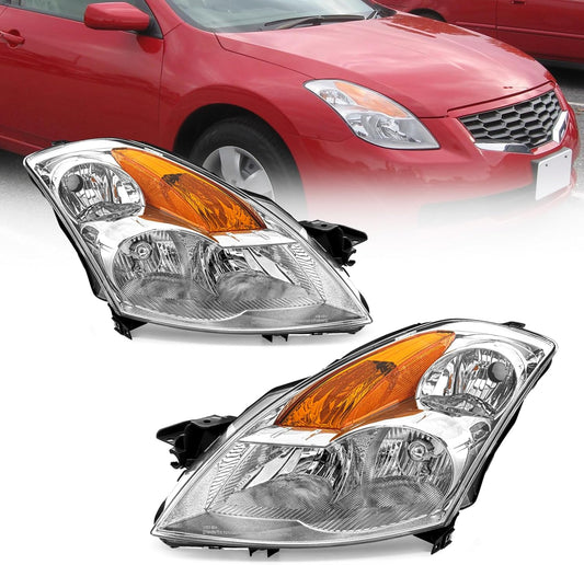 AS Headlight Assembly For 2007 2008 2009 Nissan Altima 4Dr Sedan Headlights With Amber Reflector Headlamp Replacement And Good Sealing,Automotive Headlight Assemblies With Chrome Housing
