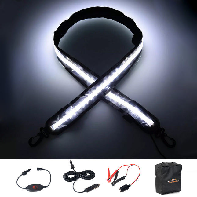 4FT 12V Led Light Strip Waterproof IP67, Dimmable Camping Awning Lights with 140 SMD 2835 LED Chips, Multi-Functional Use for RV, Car Tent, Camping, White/Warm White/Amber