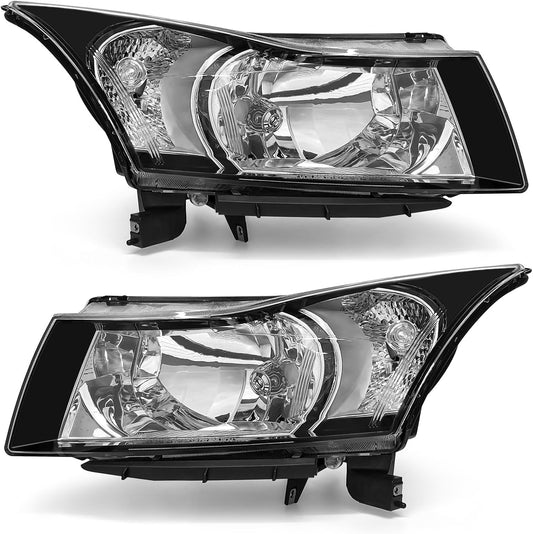AS Headlight Assembly Compatible with 2011 2012 2013 2014 2015 Chevy Cruze LS/LT/LTZ 2016 Chevrolet Cruze Limited Matte Matte Black Housing Clear Reflector Headlamps