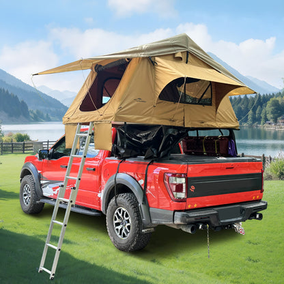 Rooftop Tent for SUV & Truck Camping – 800D Waterproof, Quick-Setup Design with Telescopic Ladder & LED Lighting for 2-3 Person Family Adventures