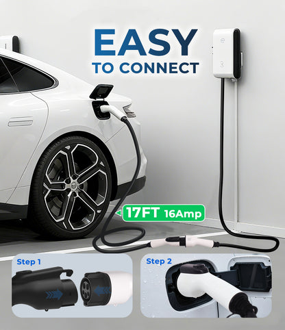 16Amp J1772 EV Charger Extension Cable, 21ft SAE J1772 Extension Cord Compatible with 110V-240V Level 1/Level 2 EV Chargers for J1772 EVs/PHEVs,IP67 Waterproof Car Charger Extension Cable with Bag