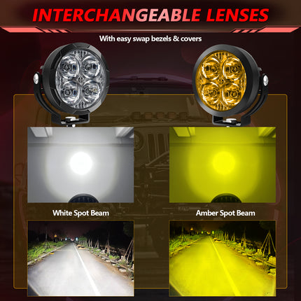 LED Pods Amber Fog Light for Jeep ATV Wrangler Ford Truck Pickup