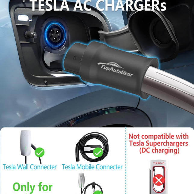 Tesla to J1772 Adapter,  (Max 80A, 250V) - Compatible With EVs & Home Chargers
