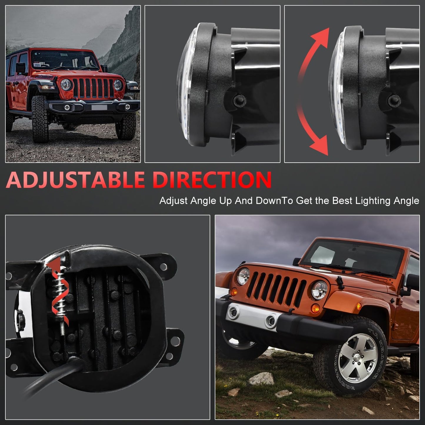 TopAutoGear 4-Inch LED Fog Lights 60W High-Intensity Off-Road Fog Lamp for Driving [ DOT] Compatible with 2007-2018 Jeep Wrangler Unlimited JK