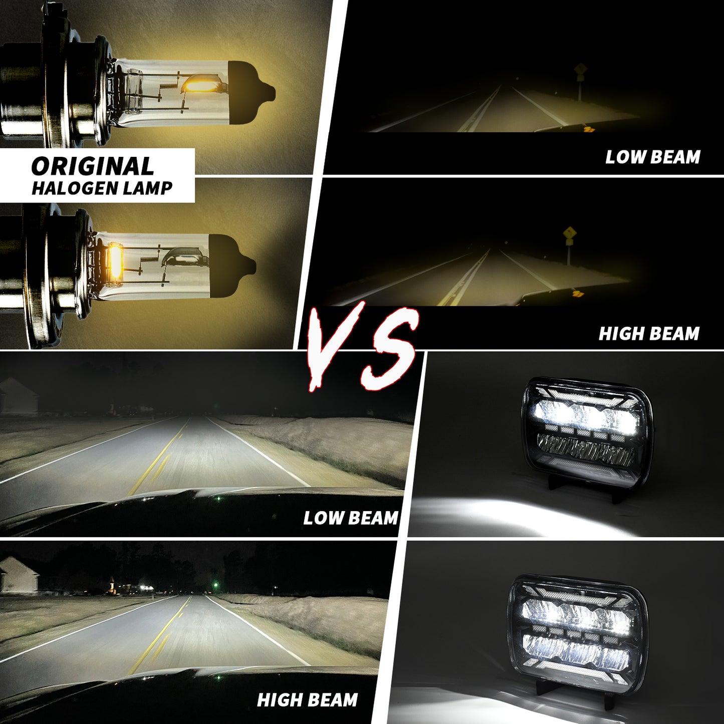 1000% Bright H6054 5x7 7x6 Led Headlights for Jeep Cherokee XJ Wrangler YJ [ DOT][Anti-glare][DRL Turn Signal][Hi/Low Sealed Beam] Ford Chevy GMC Toyota Nissan Dodge etc