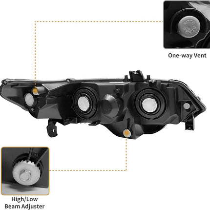AS Headlight Assembly for 2006-2011 Honda Civic 2Door Coupe Headlights Front Lamps Direct Replacement with Black Housing Amber Reflector Clear Lens Driver and Passenger Side
