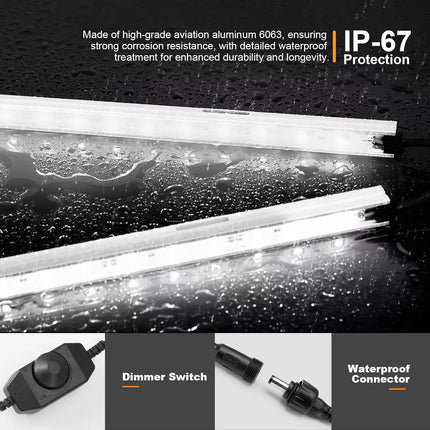 TopAutoGear 12V LED Interior Light Bar Kit Dimmable Camping String Lights Weatherproof IP67, Magnetic & Velcro Mounting, All-in-One Portable Lighting for RV, Camping Tent Car Trailer Boat, White 4Pcs