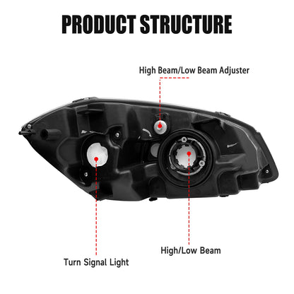 AS AUTOLIGHTS 2005 2006 2007 2008 2009 2010 Chevy Cobalt Headlight Assembly Replacement for 05-10 Chevy Cobalt/05-06 Pontiac Pursuit/07 08 09 Pontiac G5 Chrome Housing Amber Reflector Clear Lens Pair