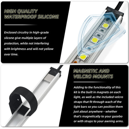 TopAutoGear 12V Dimmable LED Light Bars,  4 PCS White/Amber